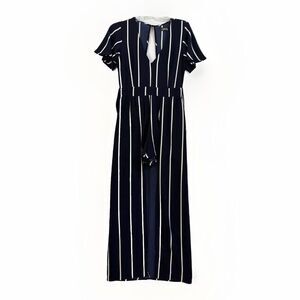 Crystal Sky Romper Jumpsuit‎ Women's Size 3 Waist 26 Striped With Belt